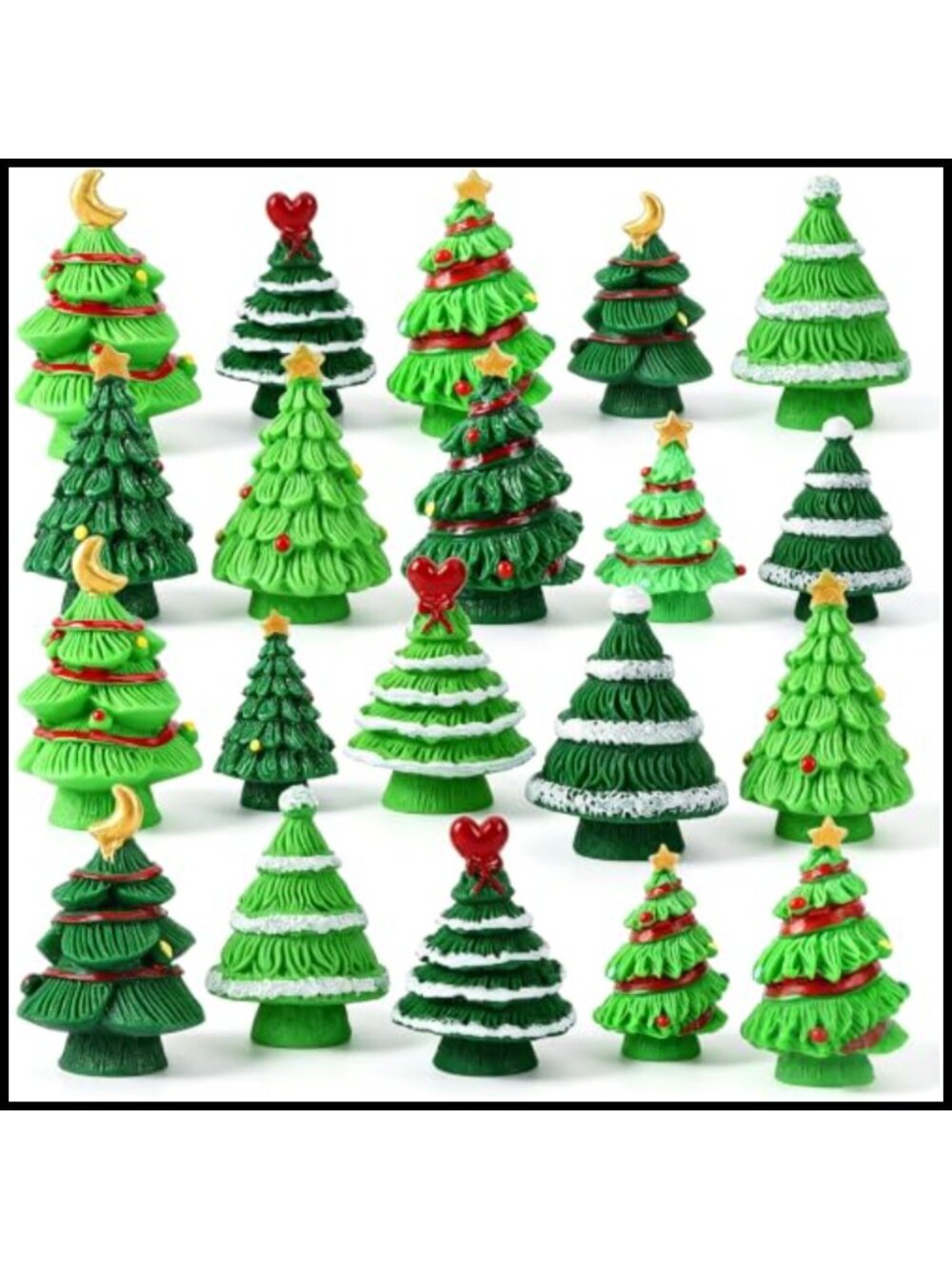 20 Pc Mini Resin Christmas Trees DIY Craft Tabletop Decor